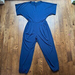 GAP Kimono Sleeve Jumpsuit Tall Medium Blue Dark Night Soft Jersey Elastic Waist